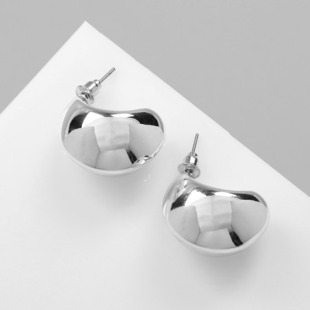 Earrings plastic "Circle" cycle, color silver-1