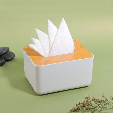 Organizer for storing napkins "Bamboo", 17 × 13 × 9.5 cm, white/brown color-2