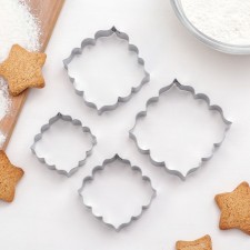 A set of cooking forms “Frame with ornament”, 4 pcs, chrome color
