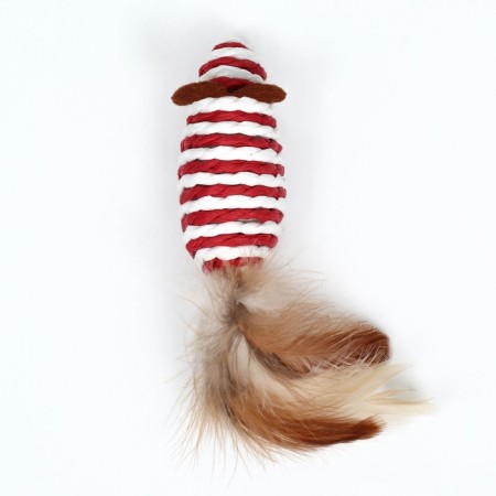 A toy for cats "Mouse-Greasure", 7 cm, white-red-1