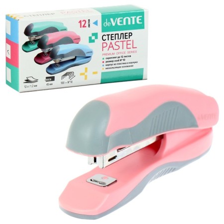 Stapler No. 10, 12 sheets, Devente Pastel, plastic, mix x 4 colors, cardboard box