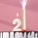 Candle in the cake "Gran + Fountain", number "2", pearl, 6.5 cm