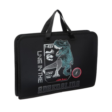 Folder with A4 handles, 340 x 245 x 40 mm, plastic, handles, 3-D drawing with foil, PT-14-12, "cyber dino" 712222-1