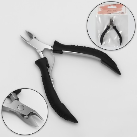 Manicure nippers for cuticle, 10 cm, blade length - 10 mm, black/silver color-2