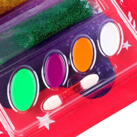 Makeup for the face and body, 4 colors + 3 gels with sparkles + applicator-2