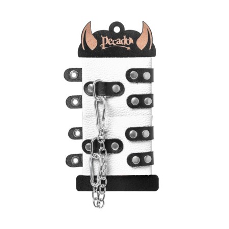An handcuffs Pecado BDSM, with two handbags with eyelets, soft, genuine leather, white-black-5