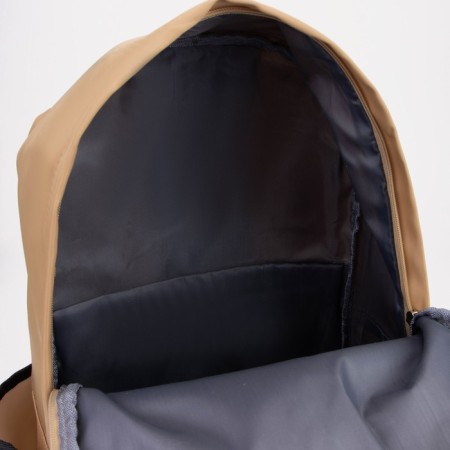 A backpack with a zipper, an outer pocket, 2 side pockets, beige color-5