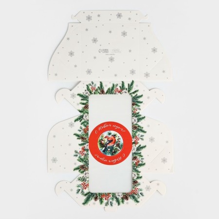 Bearbox under the Bento-Port with the Window "New Year's Botanika", 14 x 14 x 8 cm, New Year-5