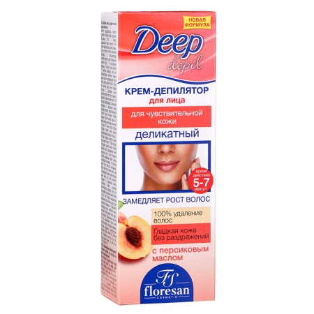 Delicate Floresan Deep Depil cream for removing hair on the face with peach oil, 50 ml-1