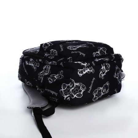 School backpack from textiles with a zipper, 4 pockets, black color-4