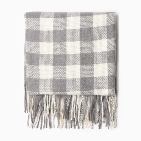 Women's scarf, gray color, size 100x100 cm-2