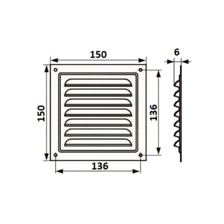 Ventilation grate "Space" RM1515sk, 150 x 150 mm, with a grid, metal, ivory-3