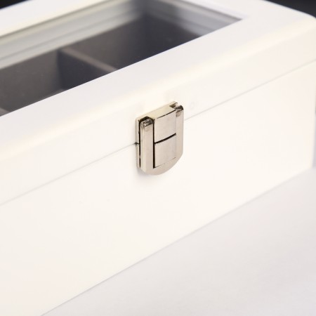 Casket wood 2 compartments for clocks and jewelry "Style" white 10.5x7x19.2 cm-3