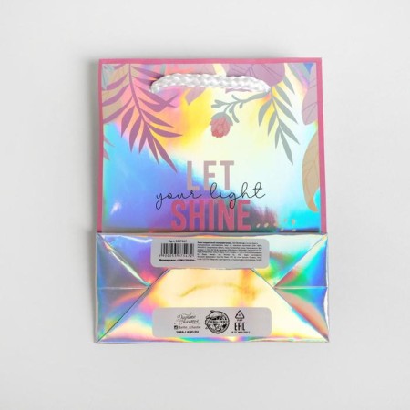 Gift holographic package, packaging, “Let Your Light Shine”, 12 x 15 x 5.5 cm-3