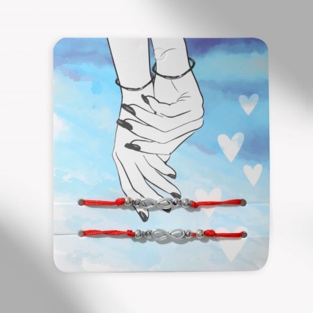 Bracelet-reinforcing "Red thread" in love best friend, set 2 pcs., Color silver, 5.5 cm-1