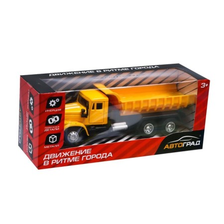 Metal truck "dump truck", inertial, yellow color-4