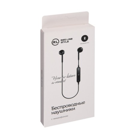 Red Line BHS headphones - 01, wireless, inserts, microphone, BT4.1, 55 mAh, black-4