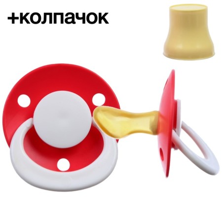 Orthodontic dummy nipple, latex, from 0 months, with a cap, color mix