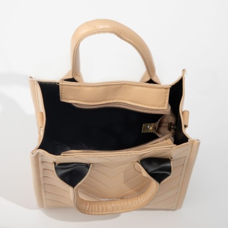 Bag Female Tout with zipper, beige color-5