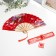 Fan bamboo, textiles h = 21 cm bend, with a brush "flowers" in a box, red