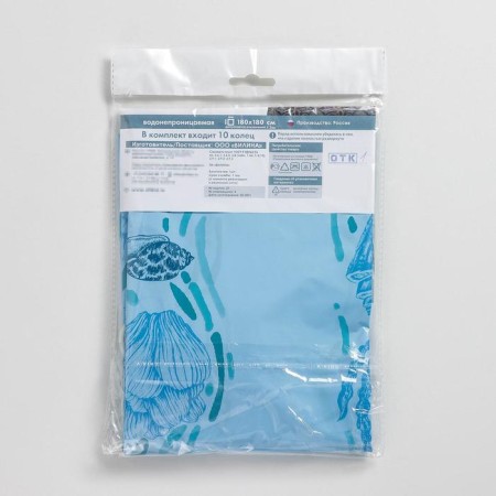 Curtain for the bathroom "shell", 180 × 180 cm, blue color-5