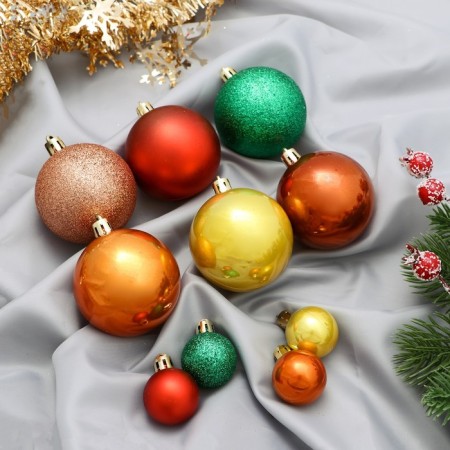 Set of balls plastic D-6 and 2.5 cm, 21 pcs “Vacations” Bright assorted, tinsel 1 m, mix