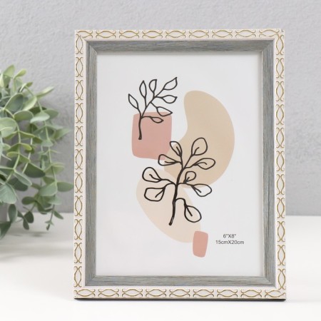 Photo frame plastic 15x20 cm "Golden brackets. Double" gray 18.5x23.5 cm