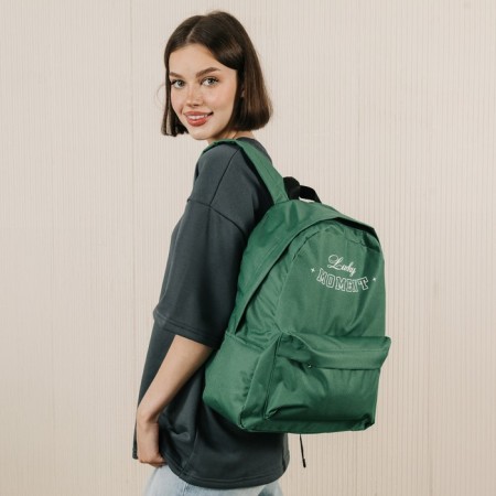 Backpack School Textile Lucky Moment, with pocket, 29x12x40, green color-8