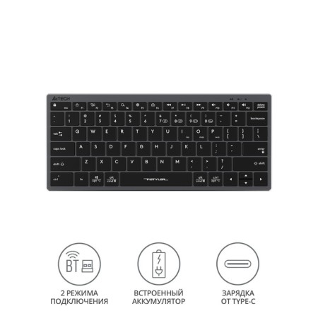 Keyboard A4Tech FSTYLER FBX51C Gray USB wireless BT/Radio Slim Multimedia (FBX51C GR 103388-1