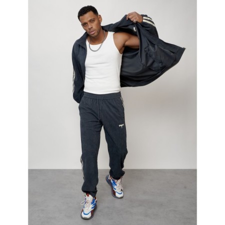 Male tracksuit, size 52, dark gray color-15