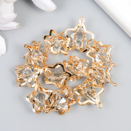 Decor for creativity Metal "Star" volumetric gold, crystal 1.8x1.8 cm