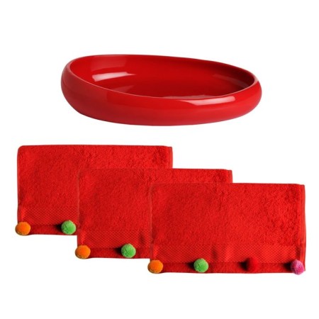 Nora trace for towels, red color