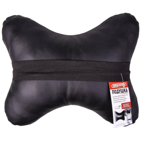 Car pillow, for the neck, Skyway, artificial leather, black-1