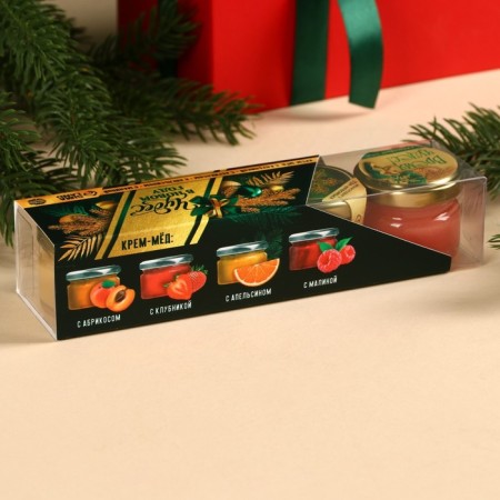 Gift set: cream - honey "Miracles", taste: strawberries, apricot, orange, raspberries, 120 g (4 pcs. X 30 g).-3