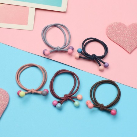 Hair elastic band "Comics" (set of 5 pcs) girl tail, 3 cm, mix-1