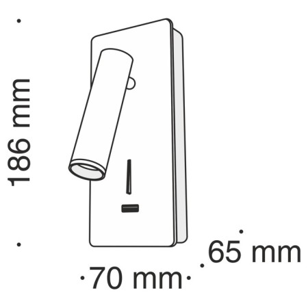 Bra Technical C041wl-L3B3K, LED, 3W, 7x6.5x18.6 cm, 200lm, black color-6