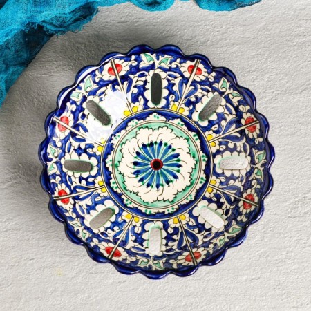 Rishtan ceramics "Patterns", 23 cm, blue-1