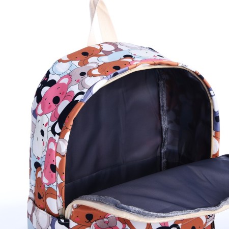 School backpack from textiles on a zipper, 3 pockets, pencil case, color colorful color-7