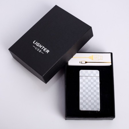 Electronic lighter, arc, usb, 3.5 x 7 cm, silver pattern-4