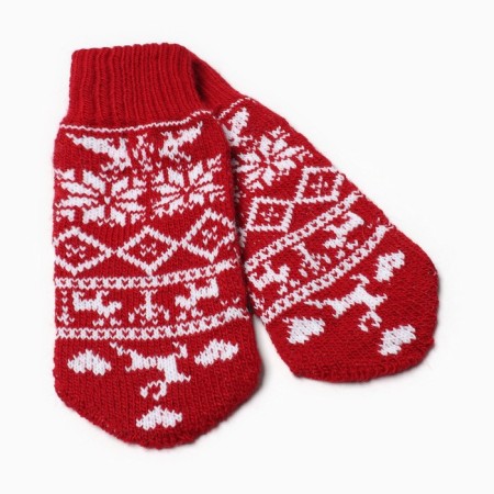 Female mittens, red color, size 18