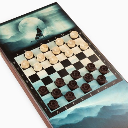 NARDS "Volk", wooden board 60 x 60 cm, with a field for playing checkers-3