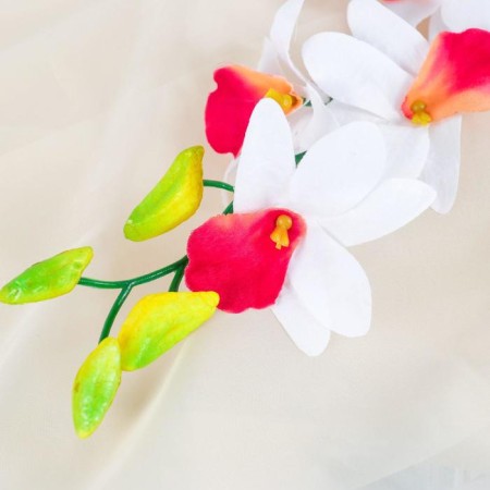 Artificial flowers "Dandrobium orchid" 70 cm, white-1