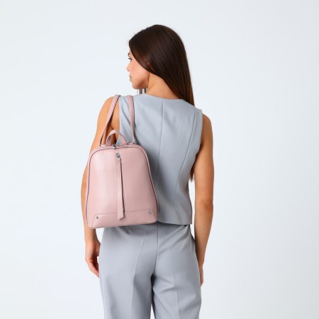 City backpack of artificial leather with lightning, pink color-6