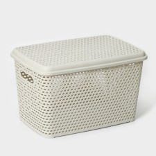 Storage box with a rattan lid, 23 l, 45 × 30 × 26.5 cm, white color
