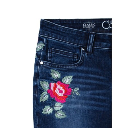 Women's jeans with embroidery CONTE Elegant, size XS, dark blue color-5
