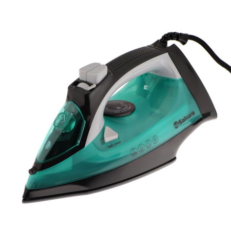 Iron Sakura SA-3070, 2400 W, ceramic sole, 320 ml, anti-nakip, turquoise