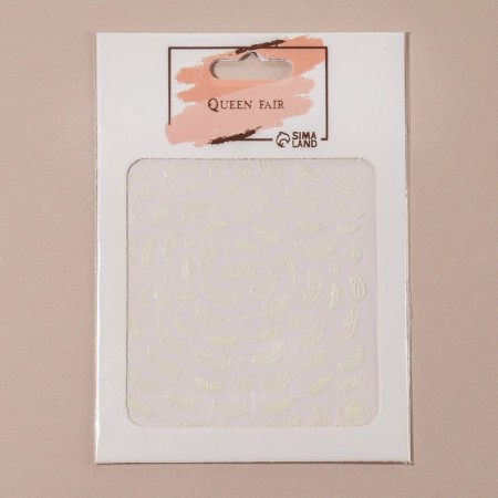 Nail stickers "Air feathers", fluorescent, white color-2