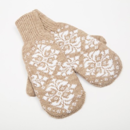 Female mittens, brown color, size 18
