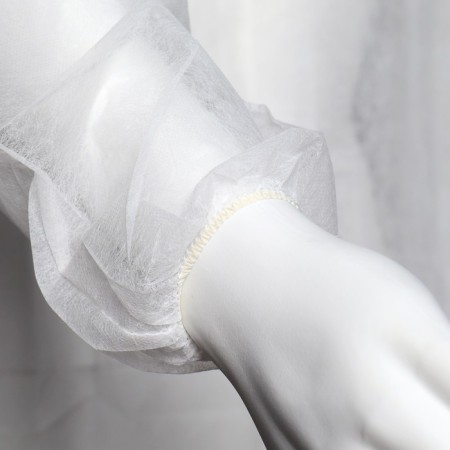 Medical robe on buttons, without cuffs- 20 g/m2, size: xxl, 110x140 cm, white-2