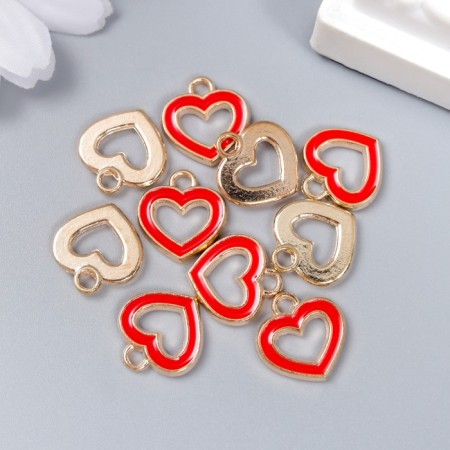 Decor for creativity metal, enamel "Heart Kant" red 1.5x1.4 cm-2